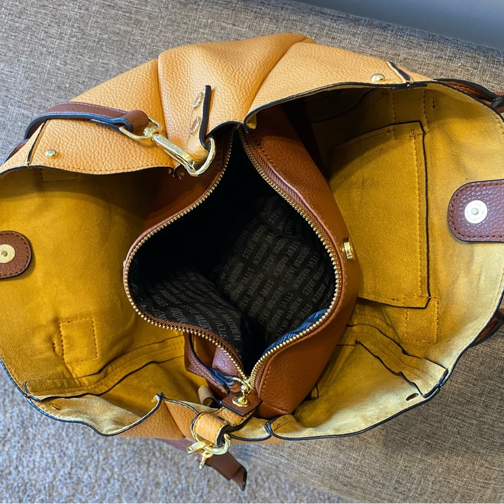 Steve Madden Yellow/Brown Hand Bag Mustard - Picture 7 of 9